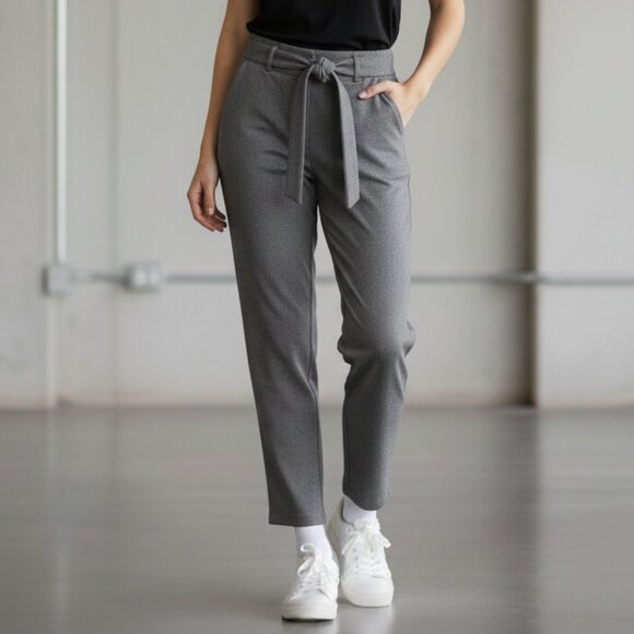 Aritzia Wilfred Jallade Pants Tie Front Heathered Grey High Rise Waist Trousers - Picture 1 of 14